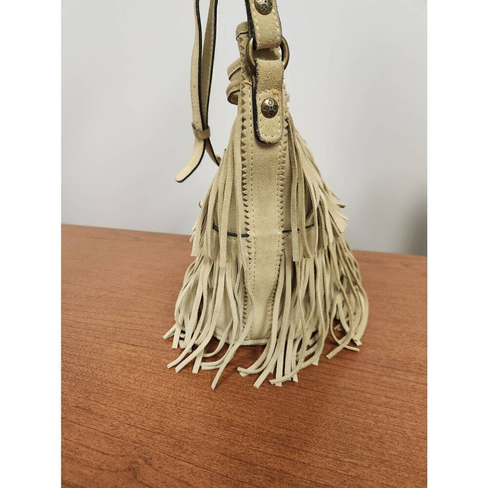 Patricia Nash Tan Suede Leather Fringe Bronte Bucket Crossbody Shoulder Bag - Picture 3 of 14